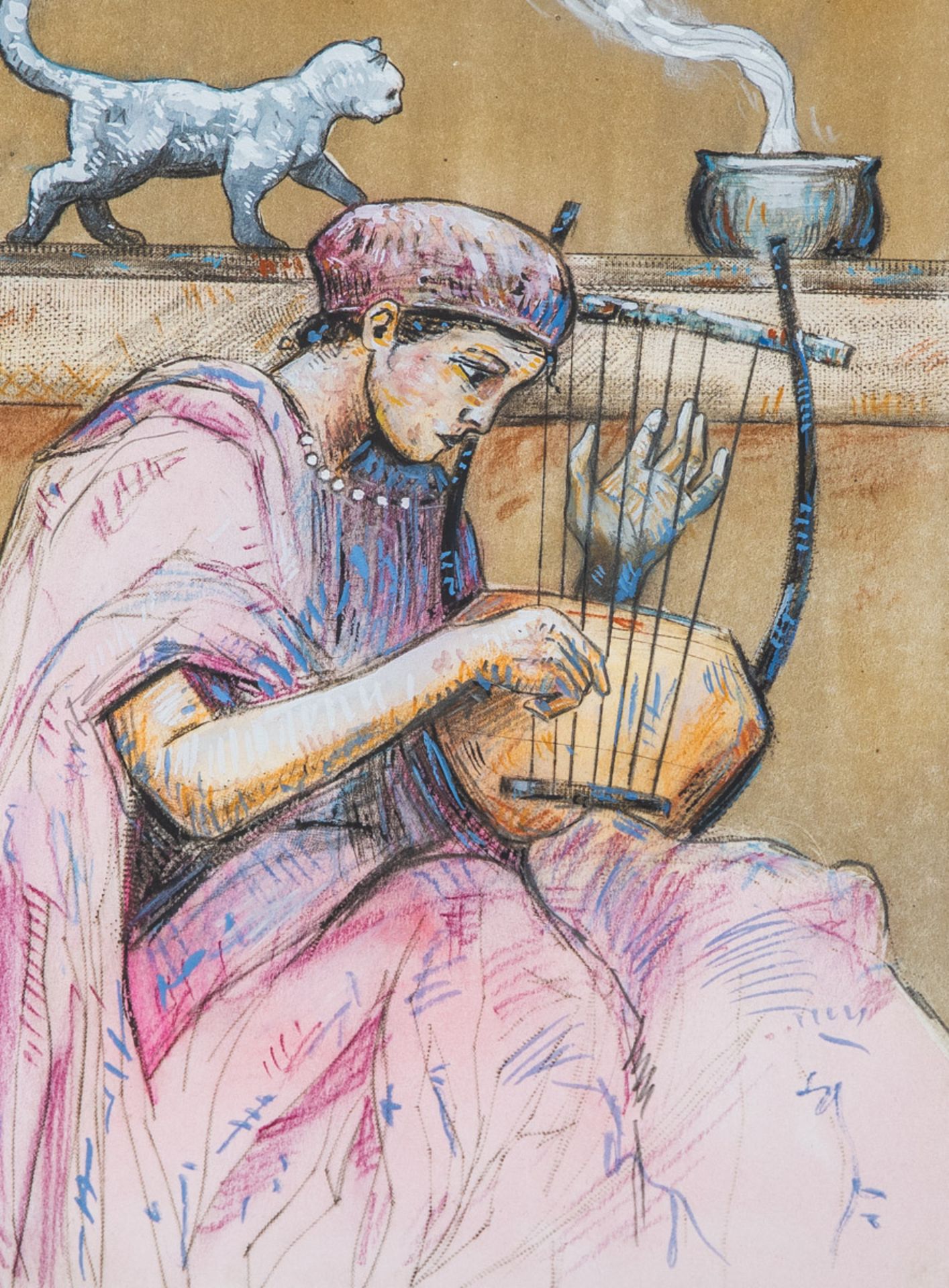 Bettag, Franz-Joseph (geb. 1959), Musikerin mit Katze - Bild 2 aus 3