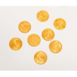 8-teiliges Set von Goldmünzen 10 Franken "Helvetia" (Schweiz)