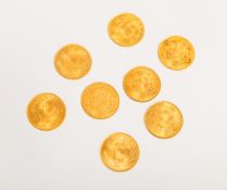 8-teiliges Set von Goldmünzen 10 Franken 