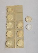 10-teiliges Konvolut von 5-DM-Münzen (BRD)