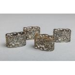 4-teiliges Set von Serviettenringen 800 Silber