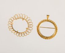 Paar Fassungen für Goldmünzen 585 GG