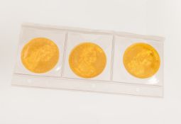 3-teiliges Set von Goldmünzen 4 Dukaten 