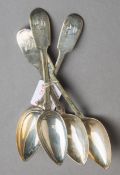 4-teiliges Set von Suppenlöffeln 800 Silber (19. Jh.)