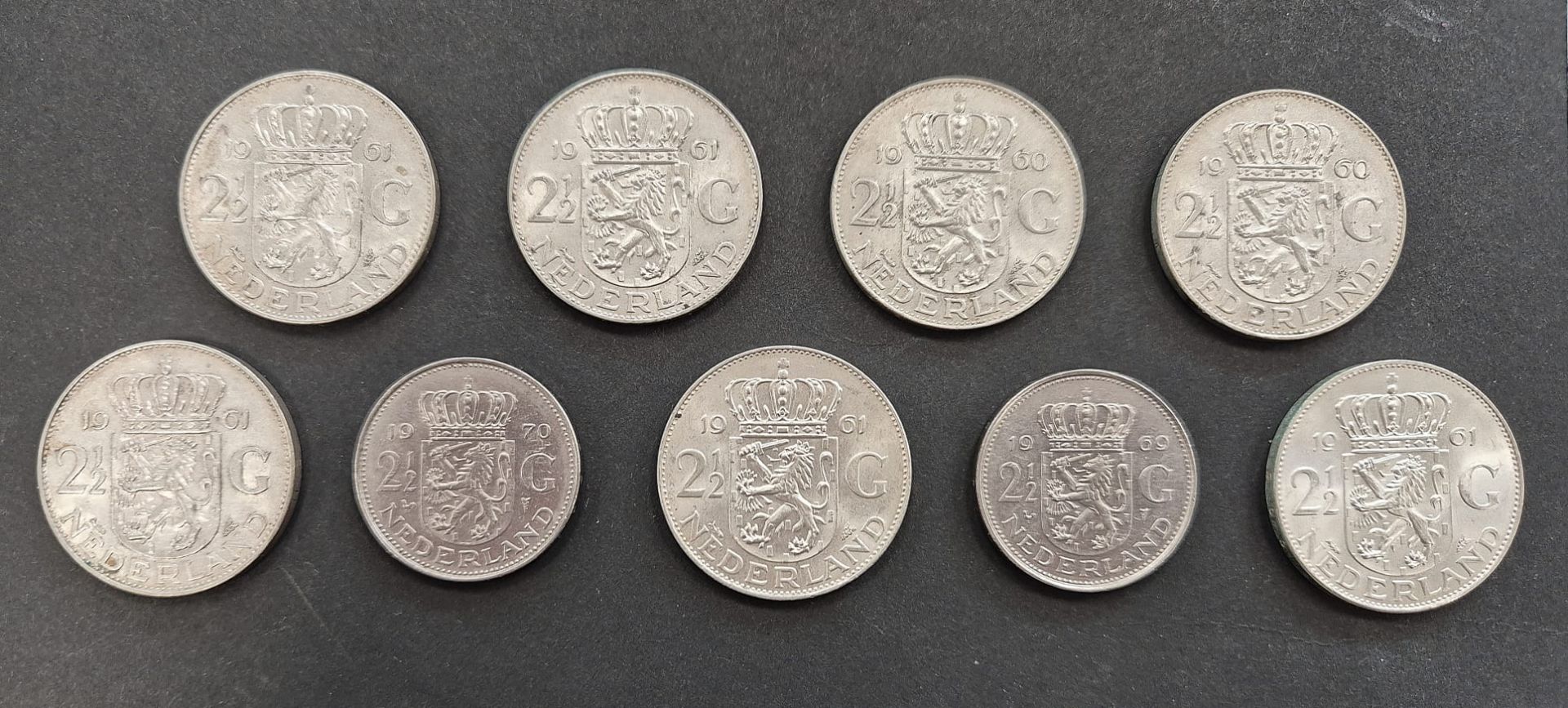 9-teiliges Konvolut von 2 1/2-Gulden-Münzen "Königin Juliana" (Niederlande) - Bild 2 aus 2