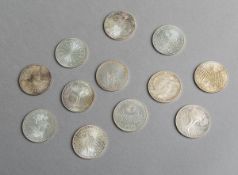 12-teiliges Konvolut von 10-DM-Sondermünzen (BRD)