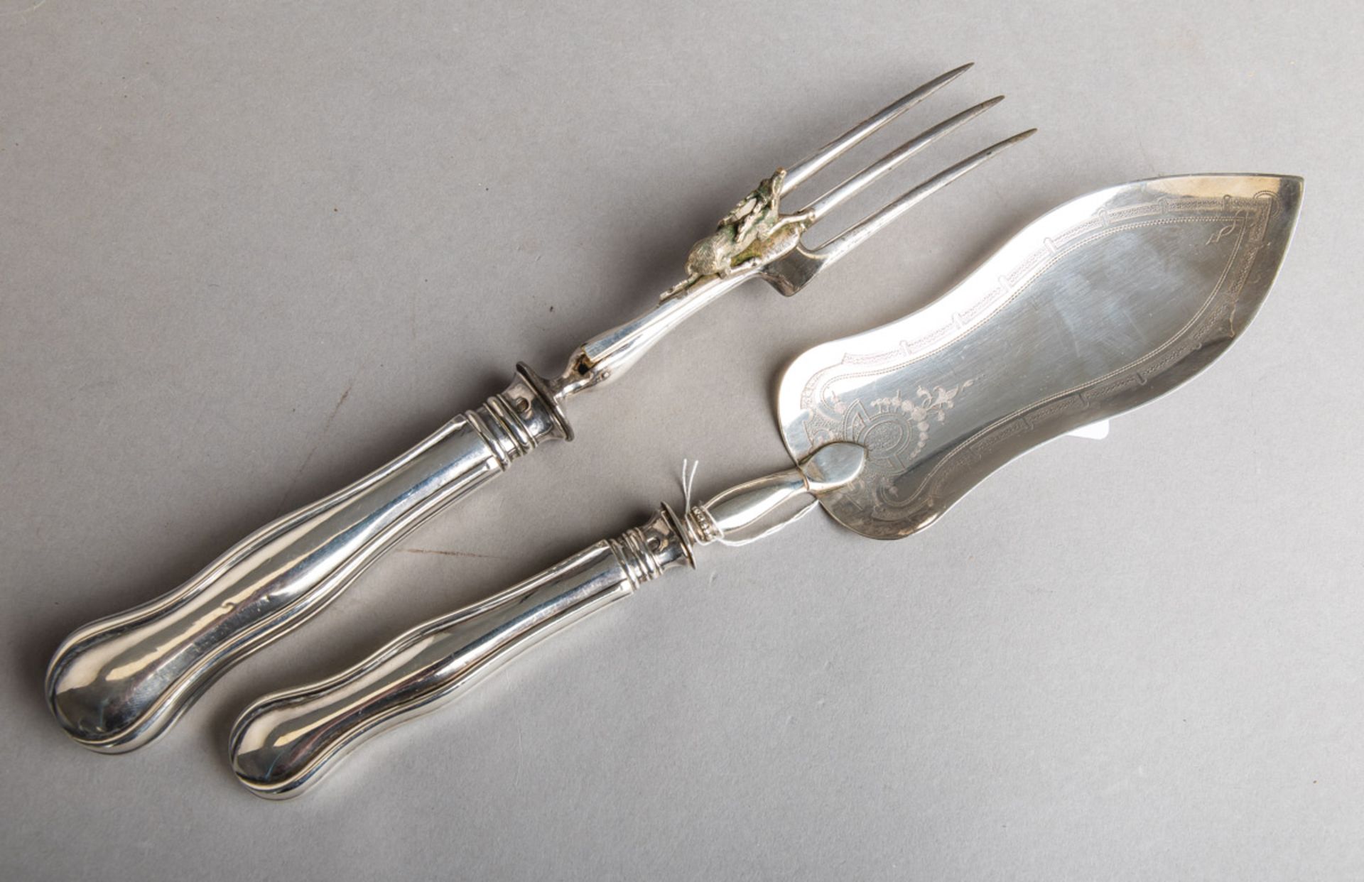 Jagdliches Vorlegebesteck 800 Silber (Frankreich, 19. Jh.)