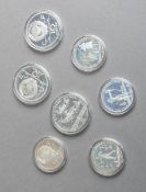 7-teiliges Konvolut von Silber-Gedenkmünzen (Russland)