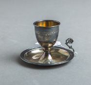 Eierbecher mit festem Unterteller 925 Sterlingsilber