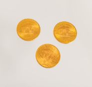 3-teiliges Set von Goldmünzen 20 Dollar 