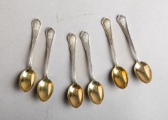 6-teiliges Set von Mokkalöffeln 800 Silber