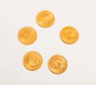 5-teiliges Set Goldmünzen 