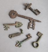 6-teiliges Konvolut von historischen Schlüsseln (wohl römisch bis mittelalterlich)