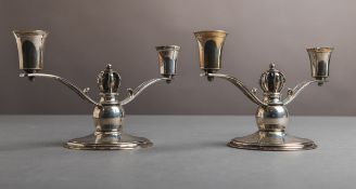 Paar Kerzenleuchter / Kerzenhalter 830 Silber (Grann u. Laglye, Kopenhagen, 1938)