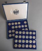 44-teiliges Konvolut von 10-DM-Gedenkmünzen (BRD, 1970-1997)