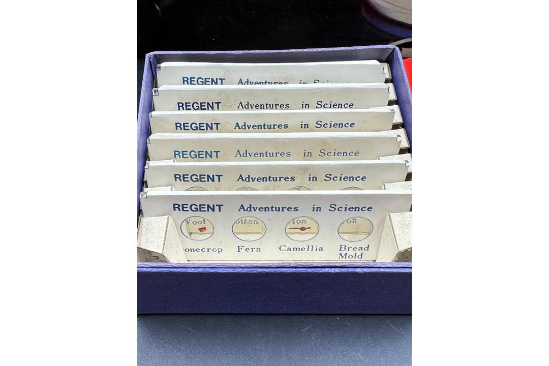 A Thomas Salter Microscope Lab $ along with several boxes of slides, including prepared slides of - Image 2 of 3