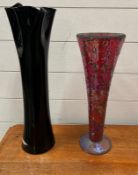 Two Art glass long vases