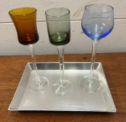 Artland liqueur glasses on tray