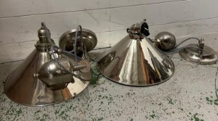 A pair of chrome height adjustable industrial style ceiling lights one AF