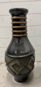 A large stoneware vase with ribbed neck and diamond pattern to centre by the Potter Cobb and one