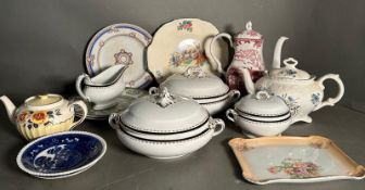 A selection of china items to include teapots, plates, tureens etc.