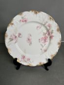 A Havilland & Co, Limoges, china plate with floral design, pink, diameter 23cm 1876-1930