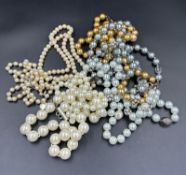A selection of pearl and pearl style jewellery necklaces