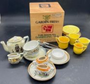 A selection of dolls house china ware, various items