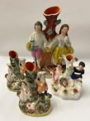 Four Staffordshire figure group