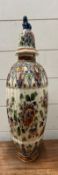 A Delft ceramic lidded urn vase H50cm