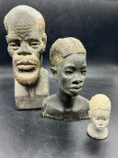 Three stone busts various sizes