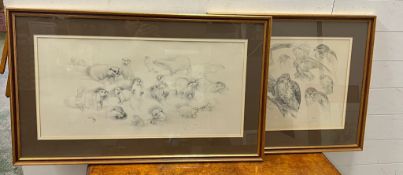 Two studies of otters and birds by William Geldart limited edition