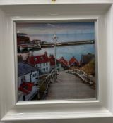 A mixed media picture of a harbour scene signed lower right 56cm x 56cm