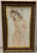 A pastel study of a nude signed lower right 73cm x 114cm