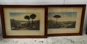 Two landscapes views of lakes and hillsides (Frame 60cm x 80cm)