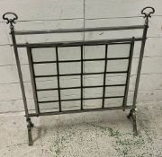 Art Nouveau style chrome and lead glass fire screen 70cm x 72cm