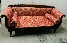 William IV style with carved back double scrolling and settee (H92cm W212cm D65cm)