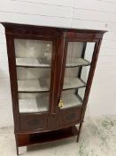 Edwardian mahogany double glazed display cabinet (H180cm W108cm D40cm)