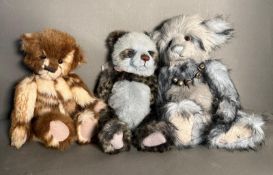 Three Charlie Bears cuddly toys
