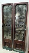 A pair of reclaimed doors with adopted mirror panelled insert 213cm x 53cm