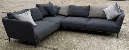 L shape sofa in grey upholstered by Rolf Benz (H66cm W230cm and W180cm D90cm)