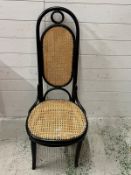A Bentwood ebonised cane seat and back chair stamped THONET