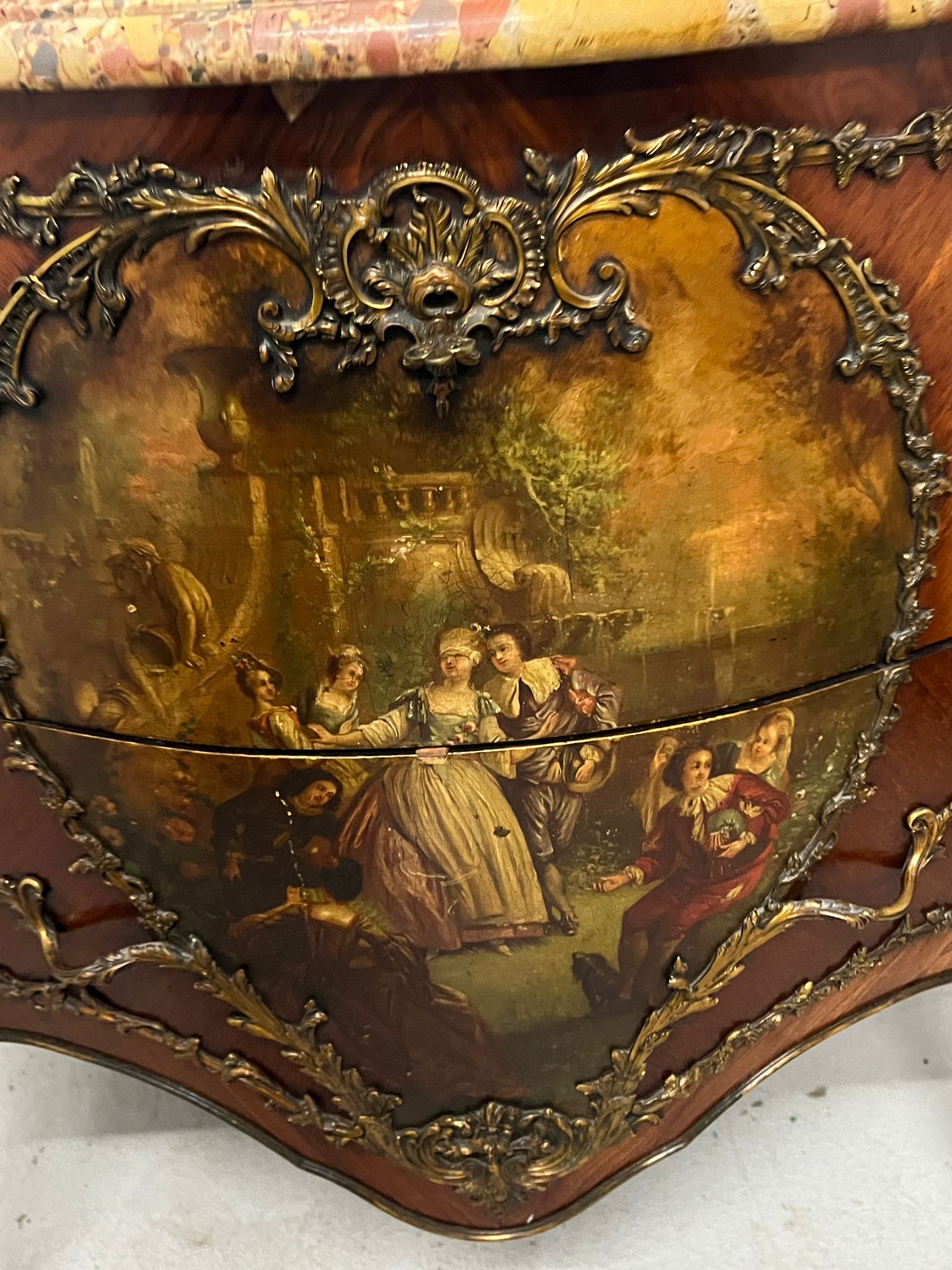 A marble topped commode, The French commode painted to front (H89cm W98cm D54cm) - Image 3 of 4