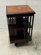 Sheraton style mahogany revolving bookcase AF (H81cm Sq48cm)