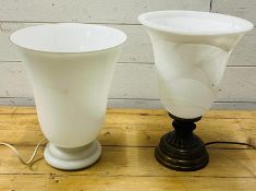 Two uplighters of opaline glass