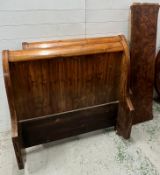 A mahogany single sleigh bed 110cm x 110cm