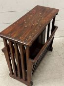 A brass inlaid side table and magazine rack (H45cm W50cm D20cm)