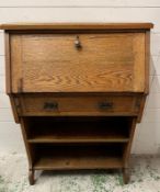 Arts and Crafts fall front oak bureau (H104cm W73cm D28cm)