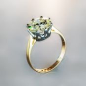 A natural diamond solitaire ring, set with a transitional round brilliant cut diamond, measuring