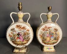 A pair of moon flask vases converted to tablet lamps AF